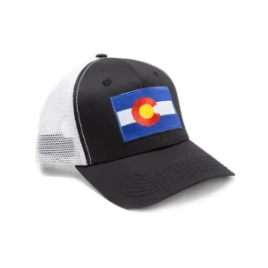 Colorado Flag Trucker Baseball Snapback Hat (Black White) - International Tie