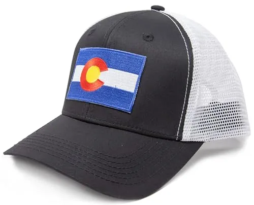 Colorado Flag Trucker Baseball Snapback Hat (Black White) - International Tie