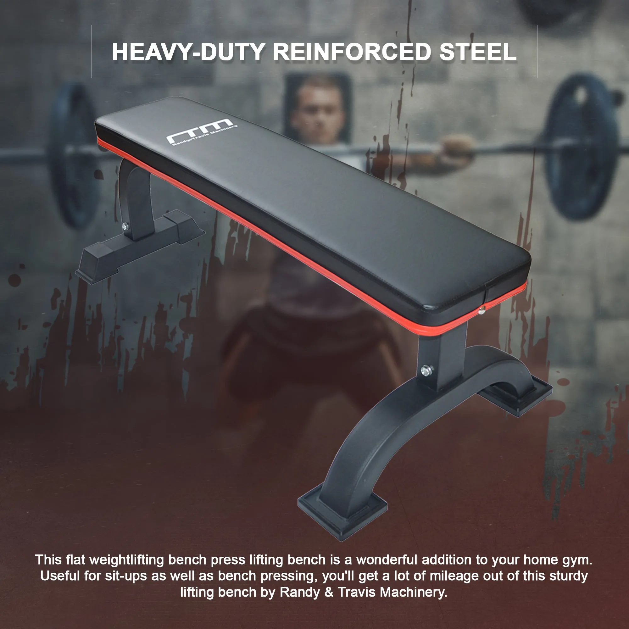 COMMERCIAL FLAT BENCH - WEIGHTLIFTING PRESS GYM QUALITY