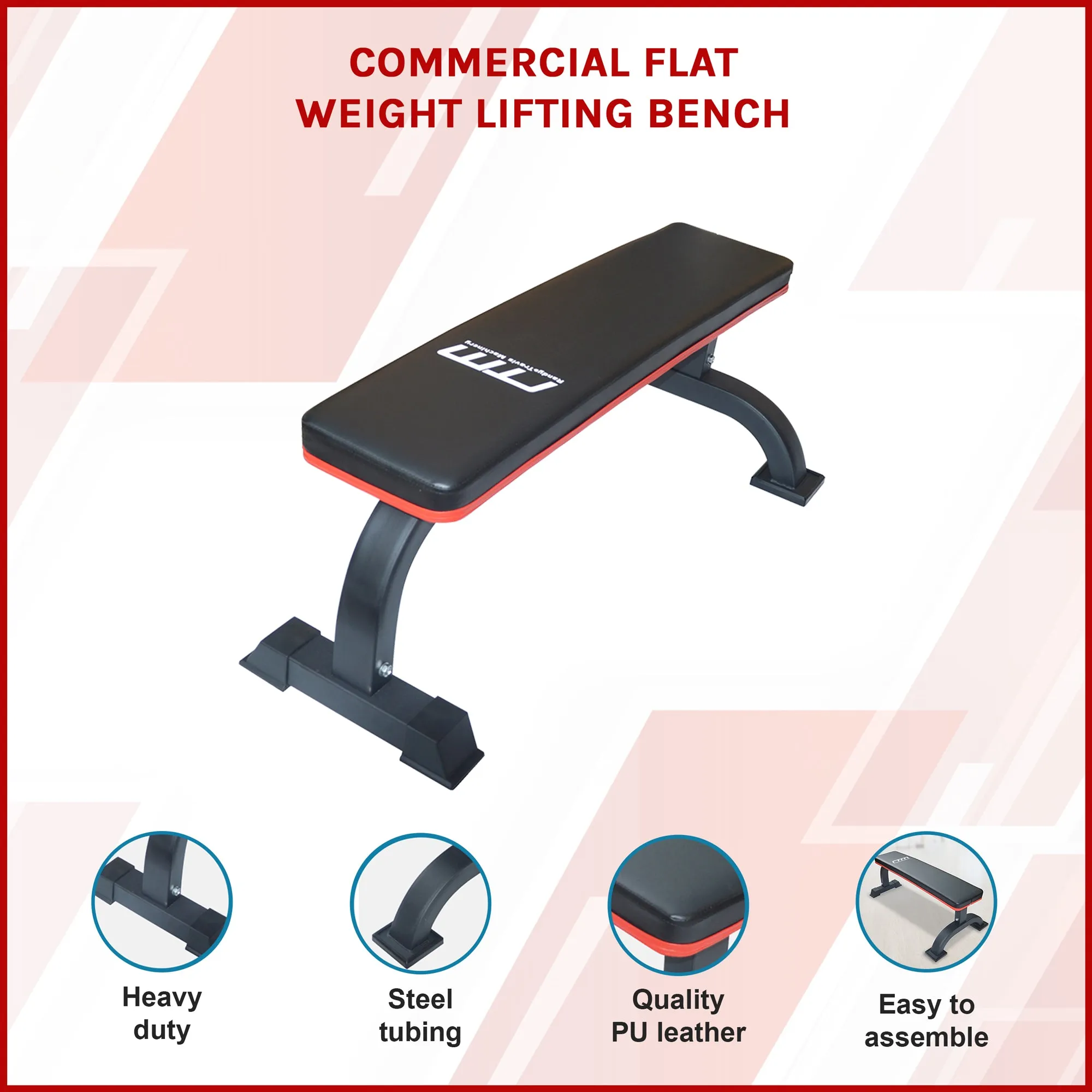 COMMERCIAL FLAT BENCH - WEIGHTLIFTING PRESS GYM QUALITY