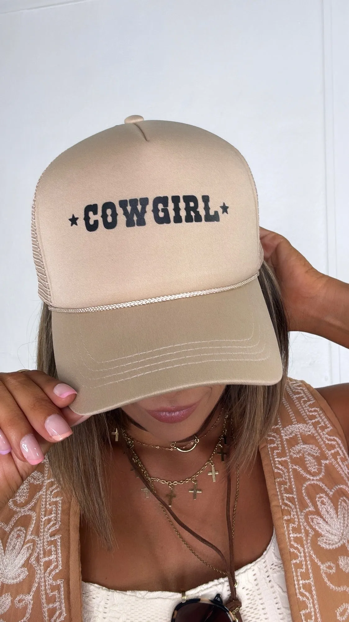 Cowgirl Trucker Hat, Tan