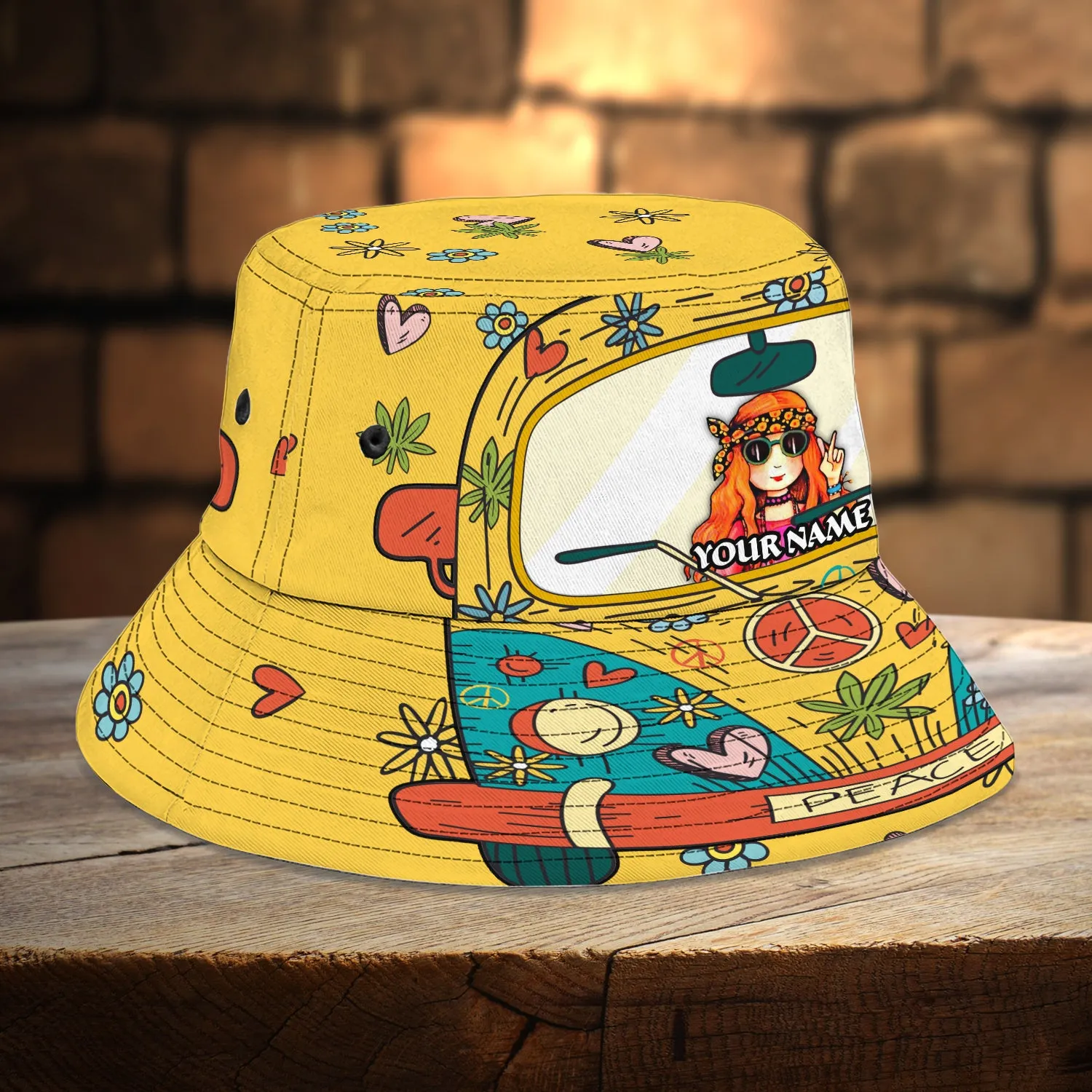 Custom Bucket Hat - Hippie Girl