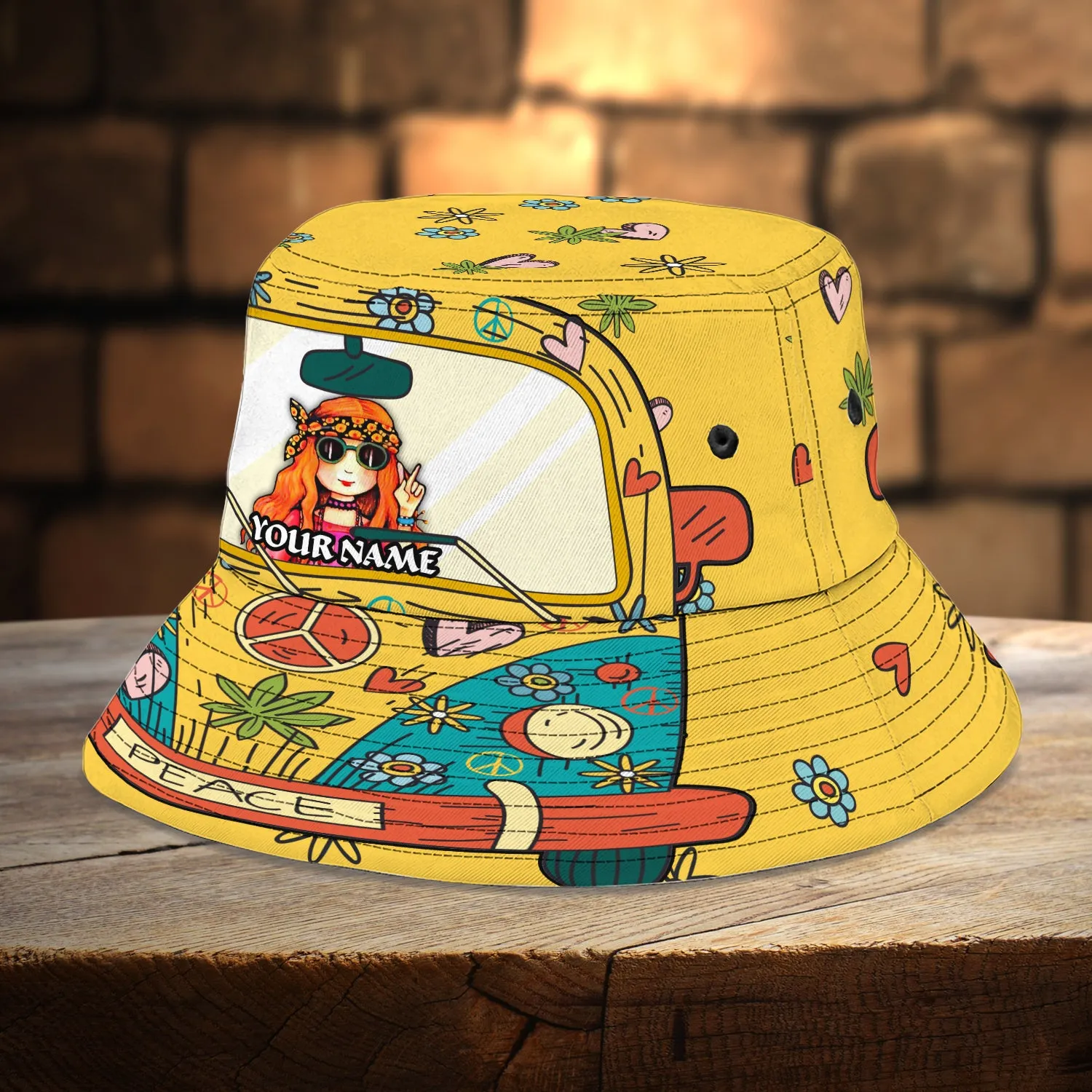 Custom Bucket Hat - Hippie Girl