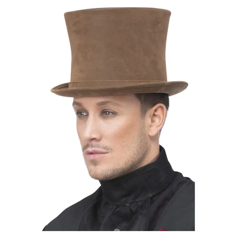 Deluxe Authentic Victorian Top Hat, Brown