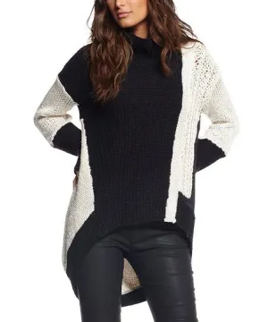 Elan | Hi-Low Black & Ivory Sweater