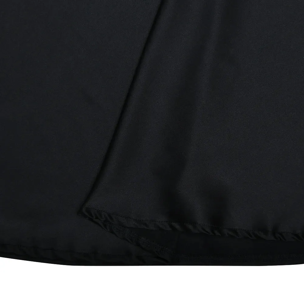 Elegant High-Neck Sleeveless Evening Gown with Draped Satin Skirt
