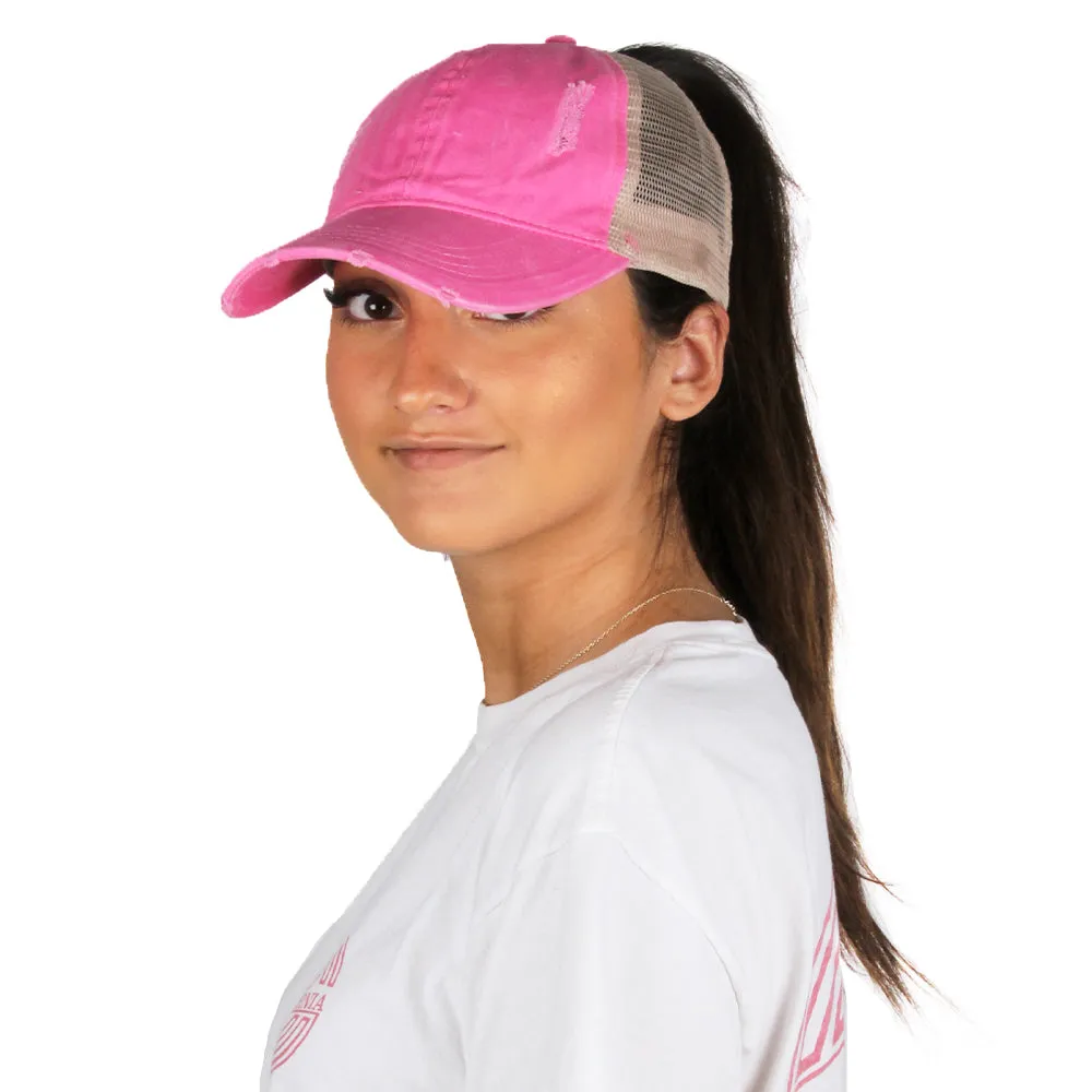 Emily Distressed Mesh Back Ponyflo® Cap