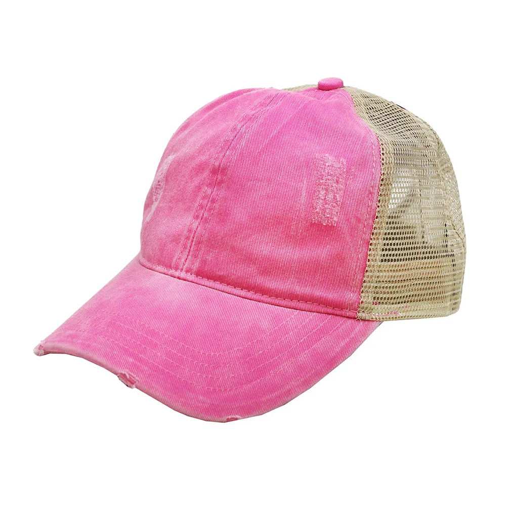 Emily Distressed Mesh Back Ponyflo® Cap