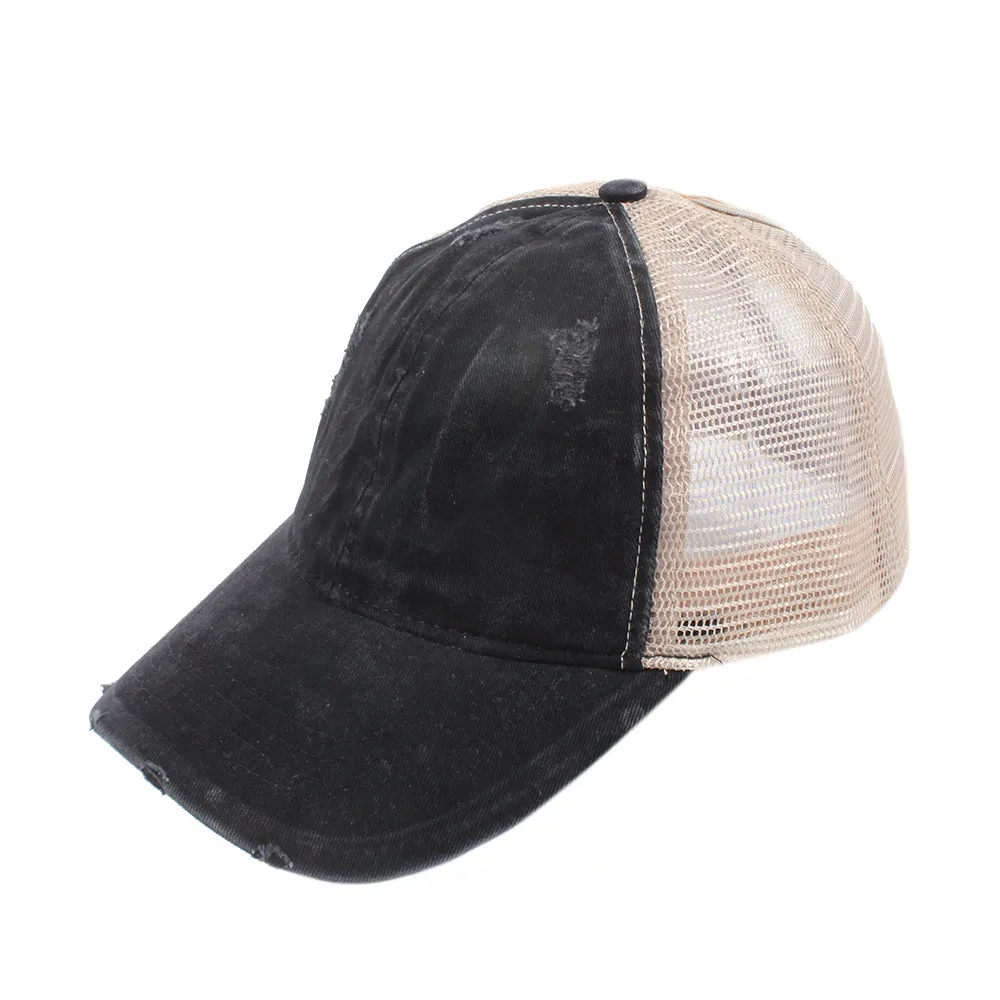 Emily Distressed Mesh Back Ponyflo® Cap
