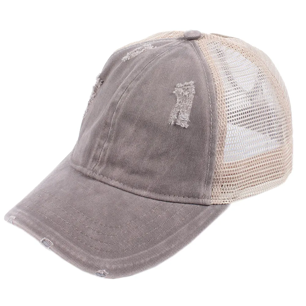 Emily Distressed Mesh Back Ponyflo® Cap