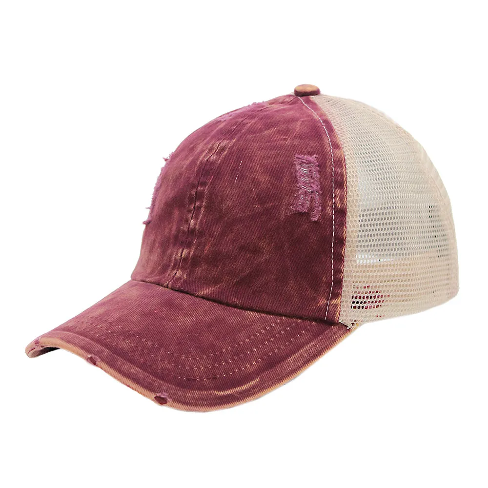 Emily Distressed Mesh Back Ponyflo® Cap