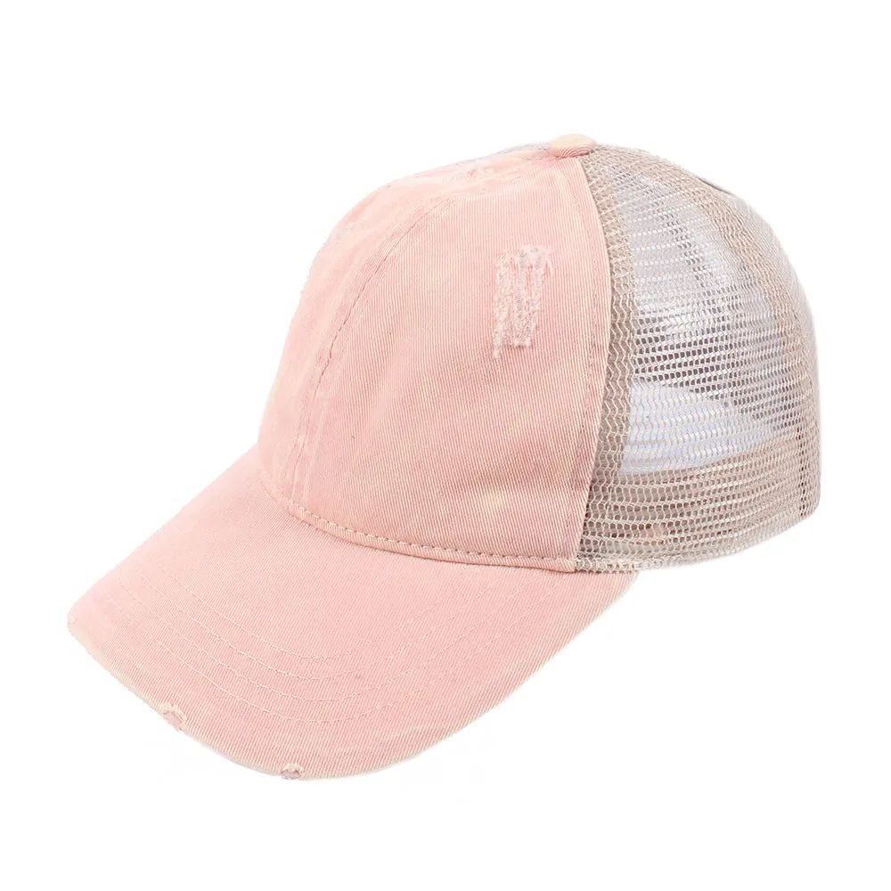 Emily Distressed Mesh Back Ponyflo® Cap