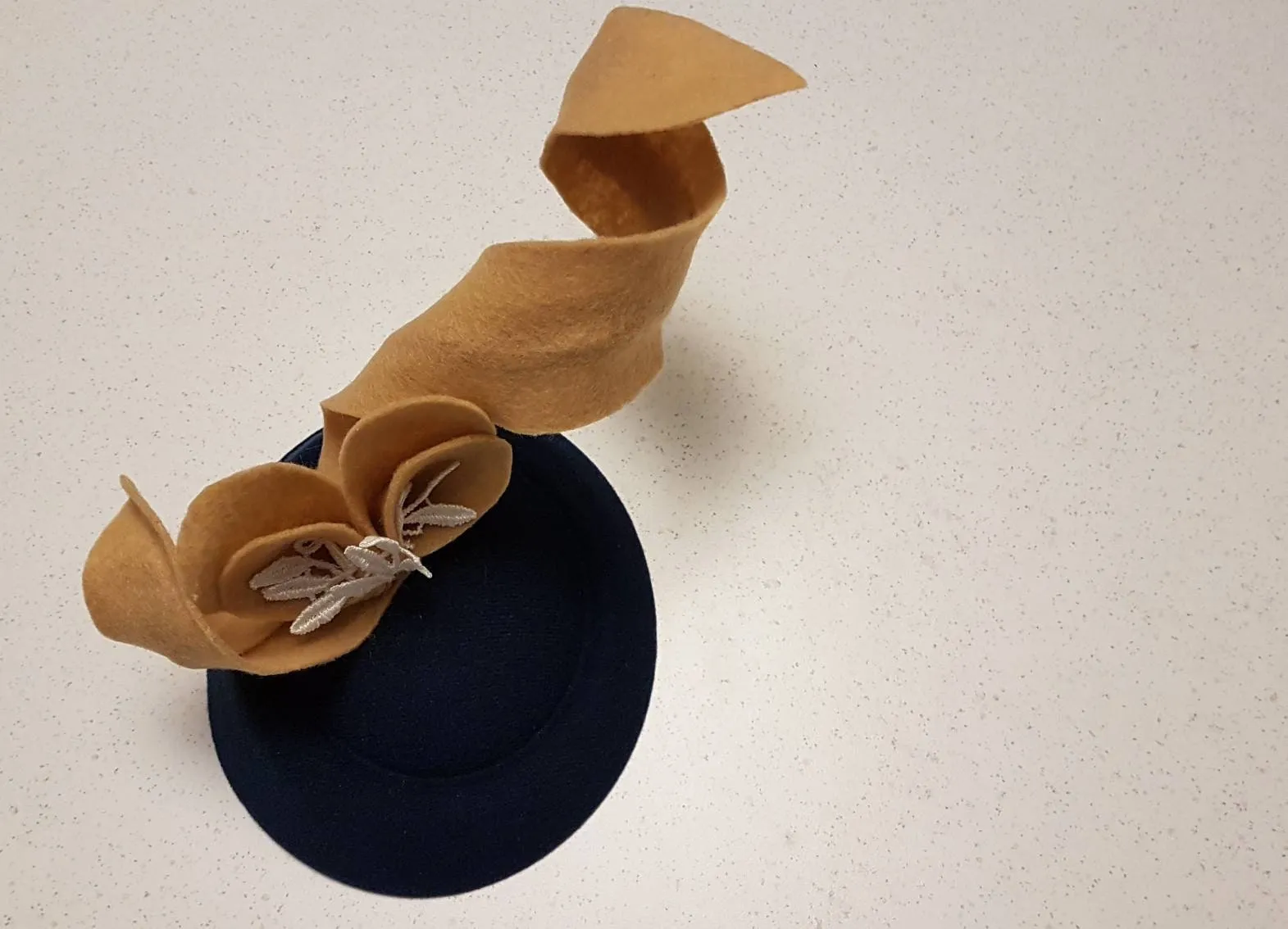 Fascinator Hat Black fascinator # Black & TAN/NUDE FELT  Ascot hat fascinator Wedding Race,Cocktail hat Church hat  fascinator