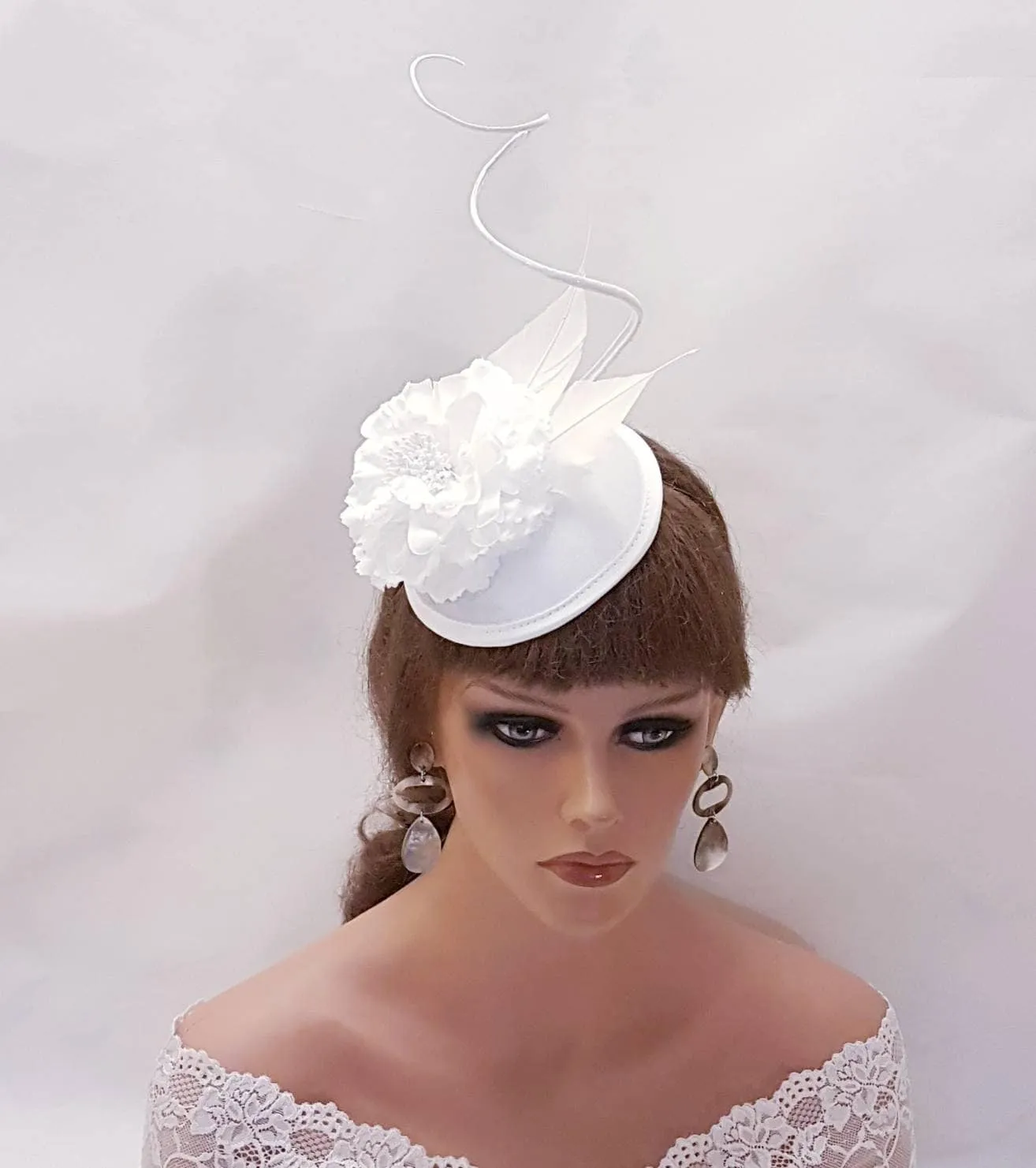 Fascinator Hat #Bridal hat Fascinator White Ivory 4050s Quill Feather Hat Wedding Race Cocktail TeaParty lady Ascot Hat Bridal Headpiece