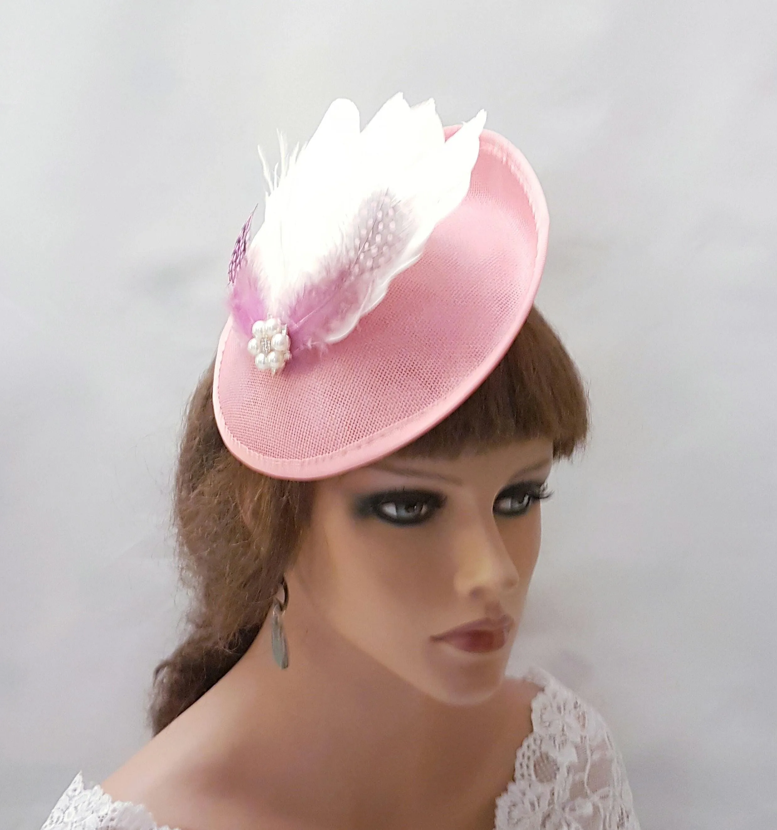 Fascinator Hat with Feathers Wedding,Race,Occasions Hat Custom Colours