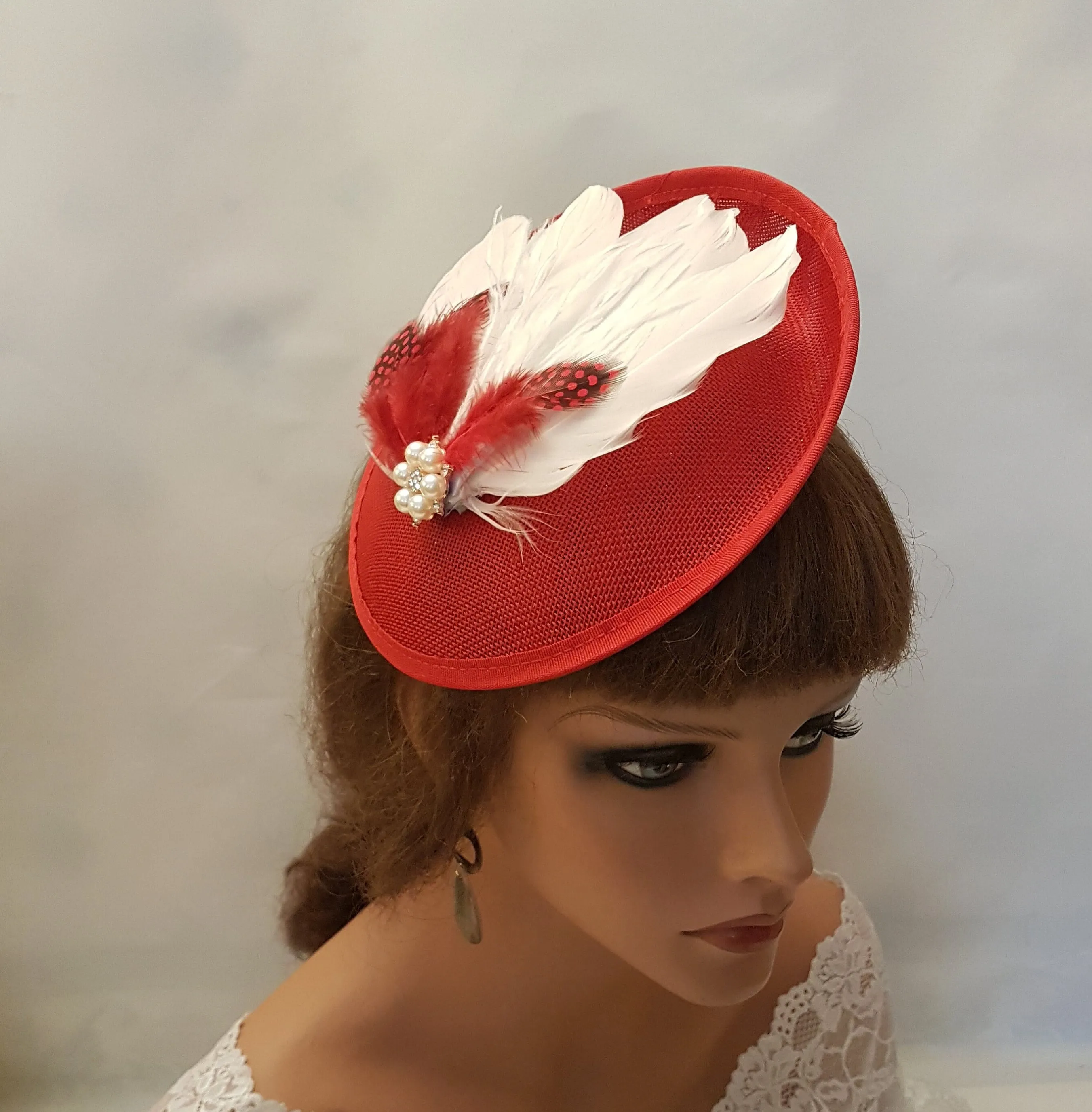 Fascinator Hat with Feathers Wedding,Race,Occasions Hat Custom Colours