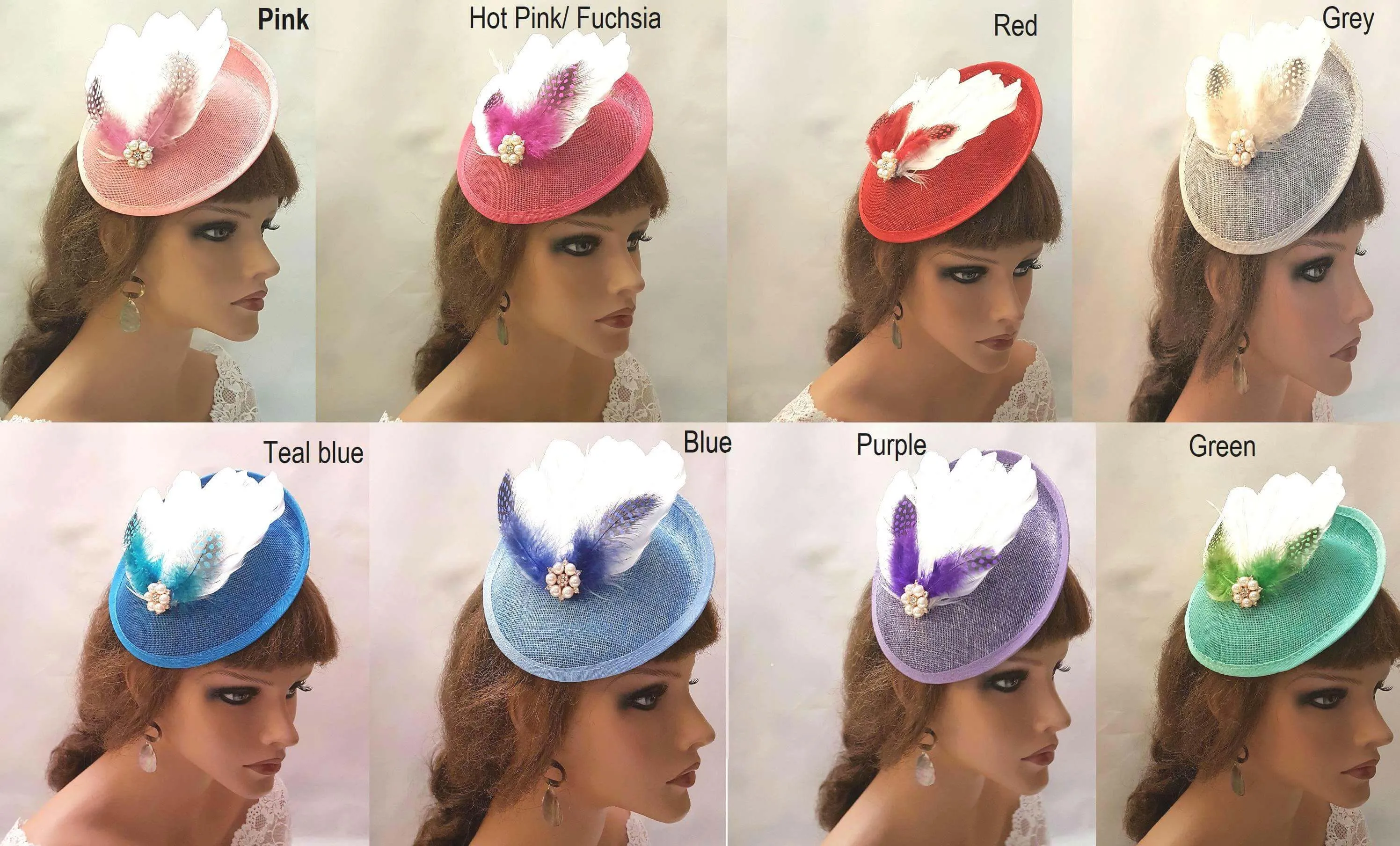Fascinator Hat with Feathers Wedding,Race,Occasions Hat Custom Colours
