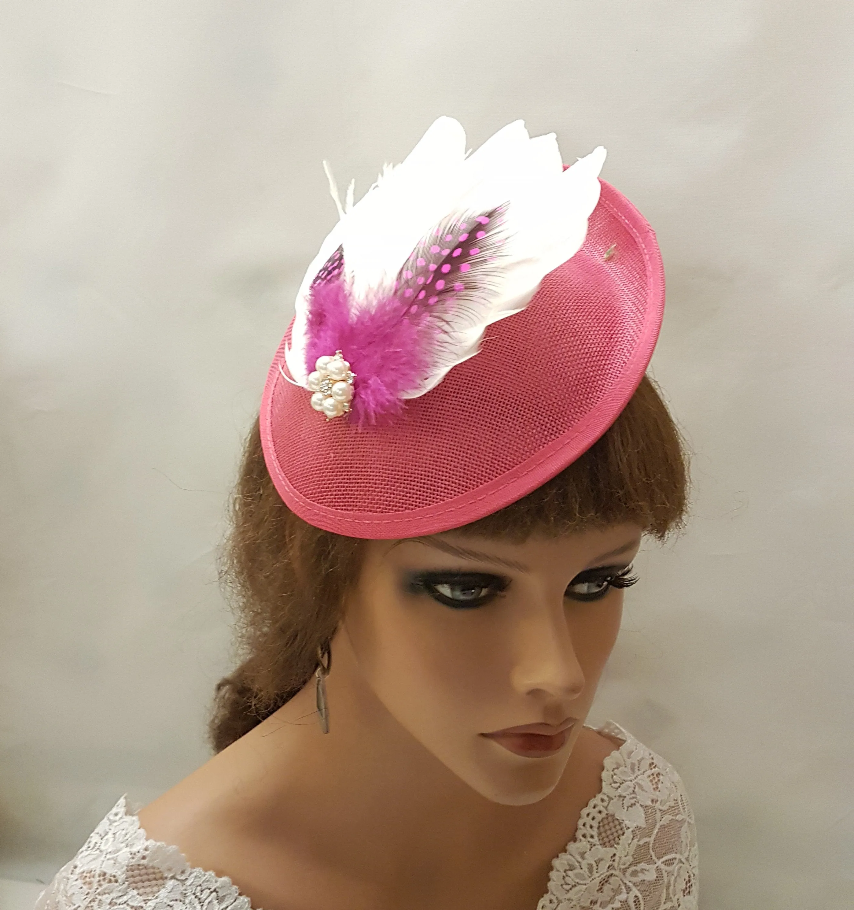 Fascinator Hat with Feathers Wedding,Race,Occasions Hat Custom Colours