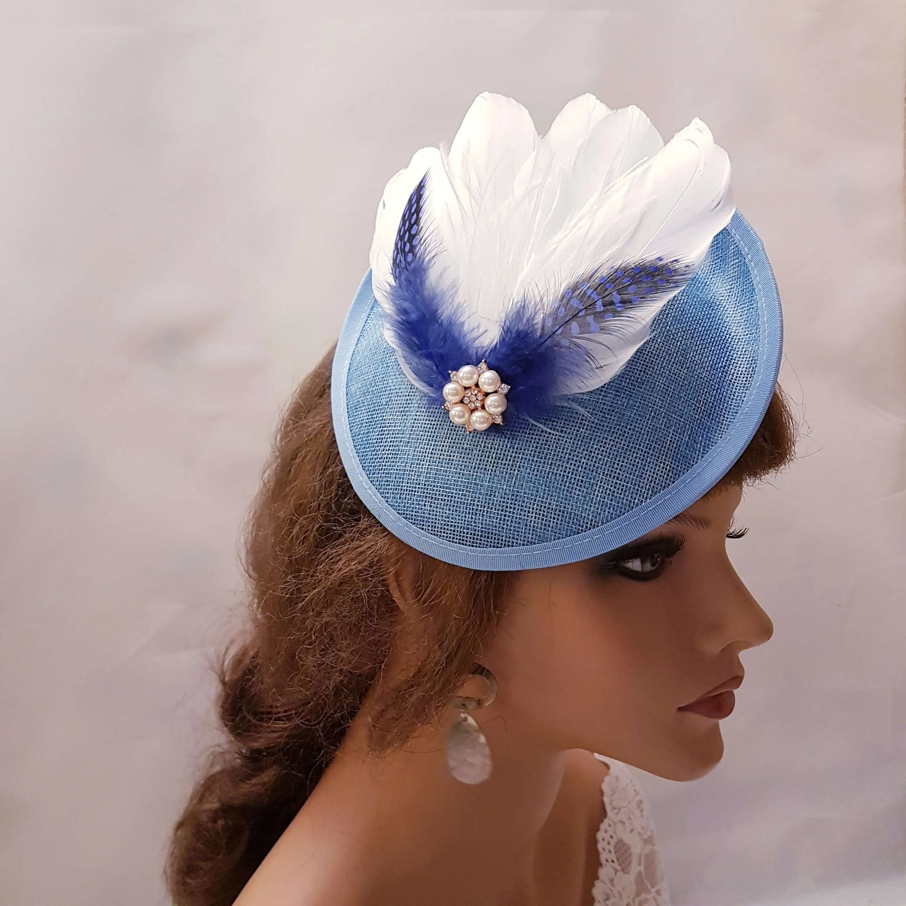 Fascinator Hat with Feathers Wedding,Race,Occasions Hat Custom Colours