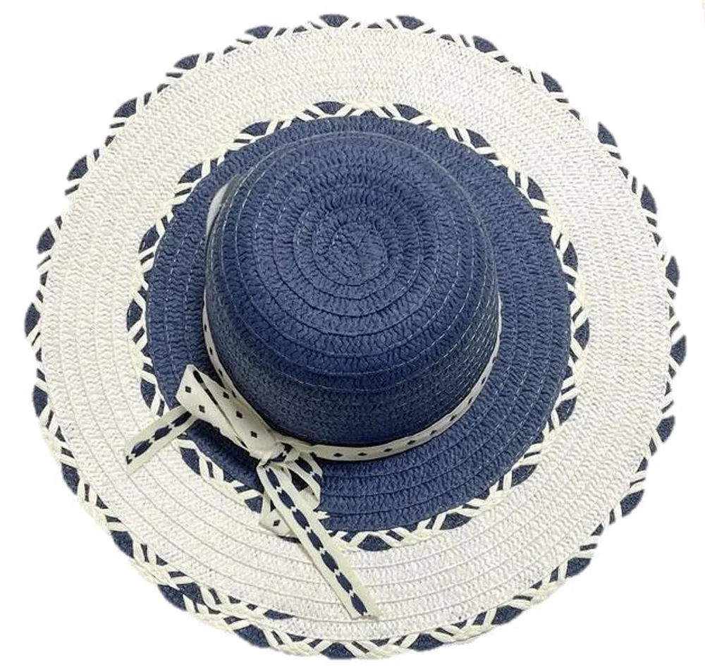 Fashion Hats Ladies Sun Applique, Pink, Blue, Cream-Daisy