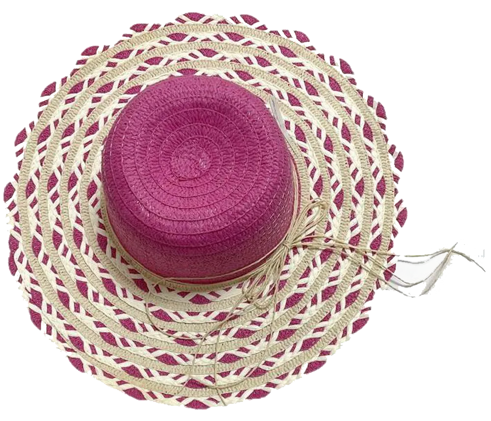 Fashion Hats Ladies Sun Applique, Pink, Blue, Cream-Daisy