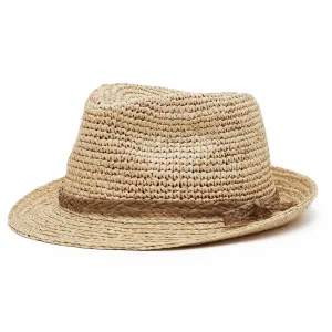 Fedora Hat - Raffia Straw with Natural Trim