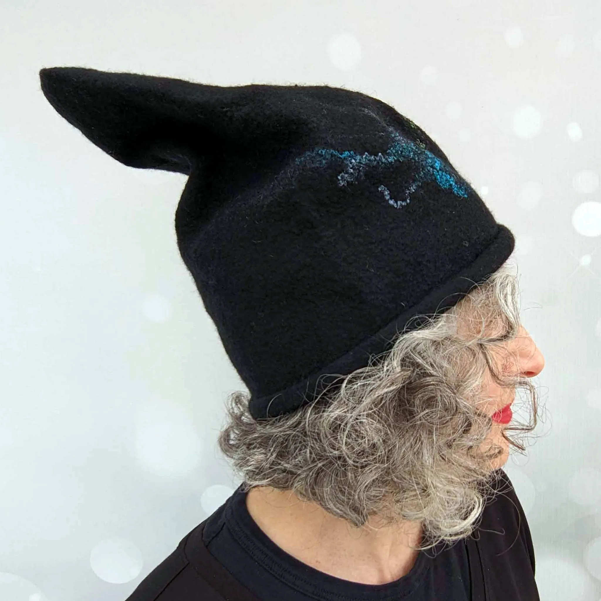 Felted Beanie with Stained Glass Pattern Inspired by Harry Clarke - MEDIUM to LARGE