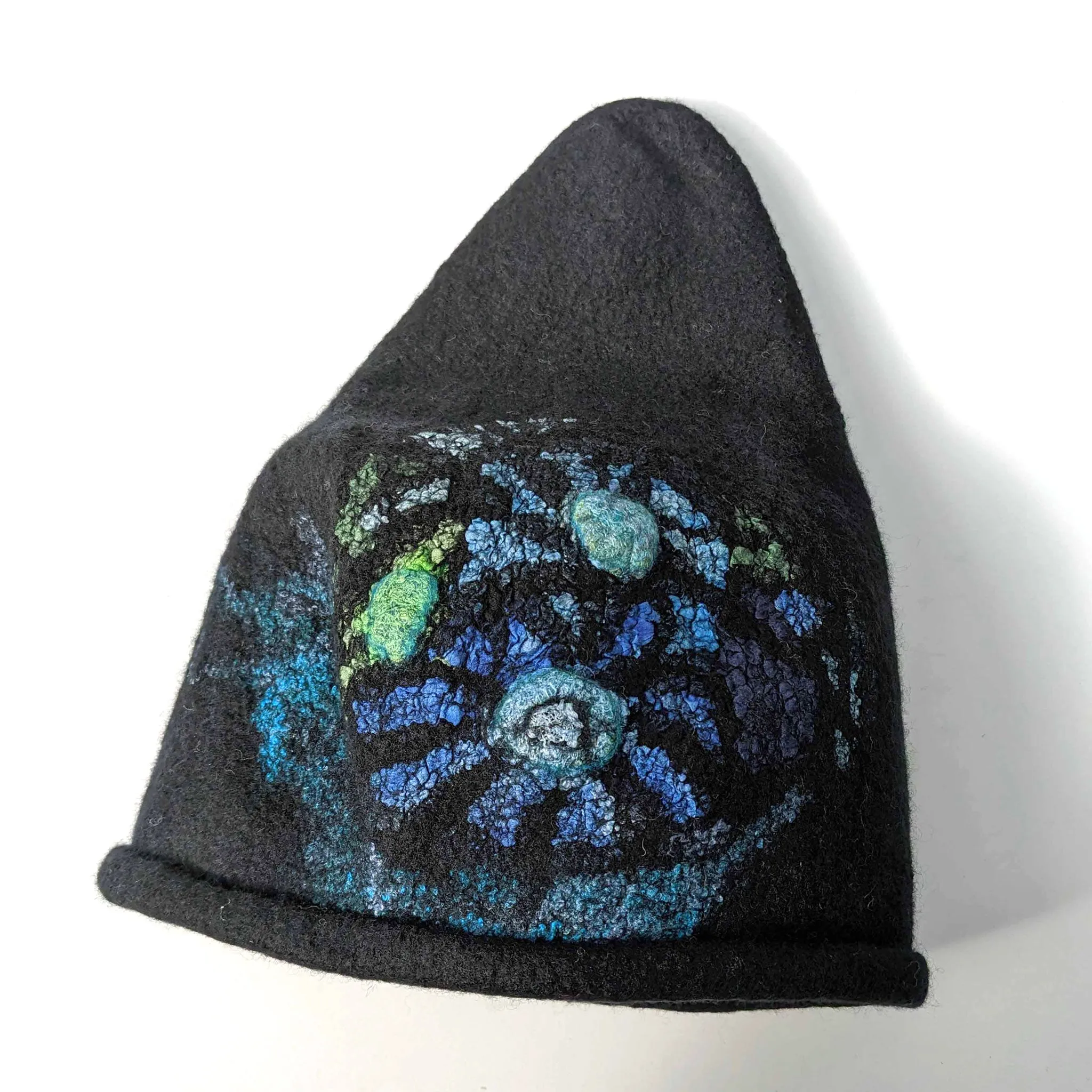 Felted Beanie with Stained Glass Pattern Inspired by Harry Clarke - MEDIUM to LARGE