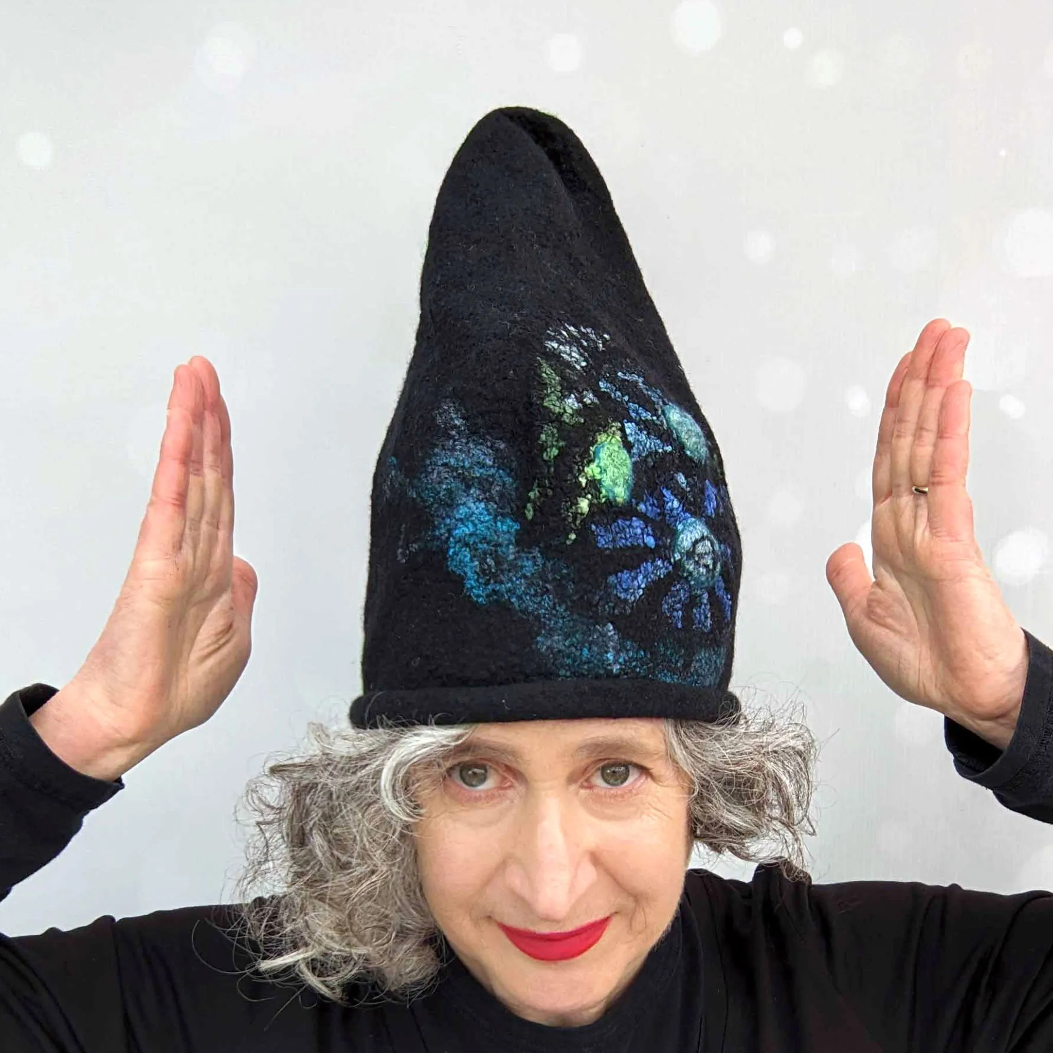 Felted Beanie with Stained Glass Pattern Inspired by Harry Clarke - MEDIUM to LARGE