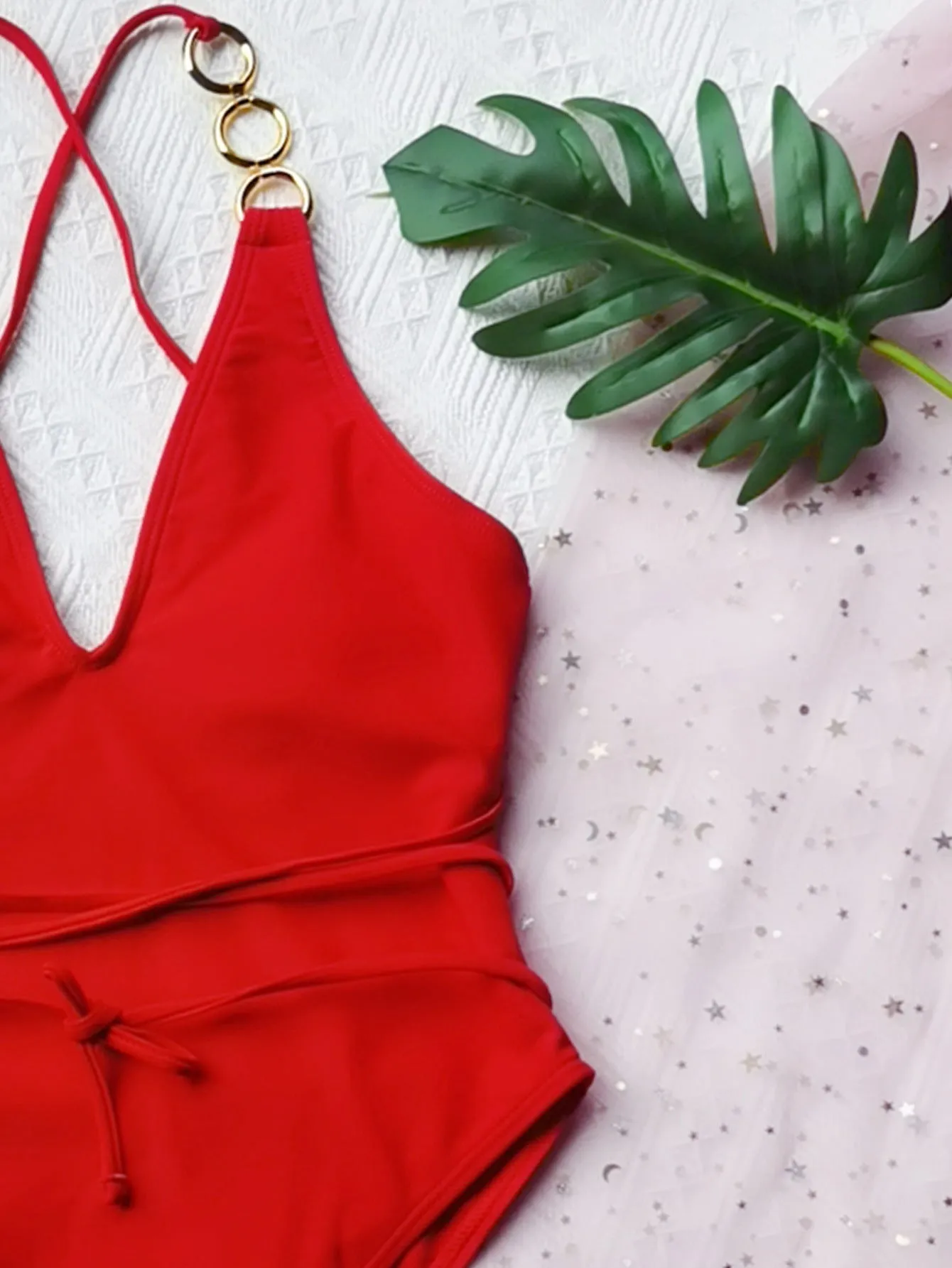 Female One-Piece Swimsuit Solid Color Sexy Bikini