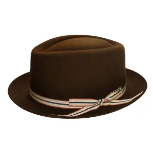 Fernandez y Roche Irving in Brown Fur Felt Fedora Made in Spain