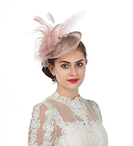 Flower Feather Headband Fascinator - Wedding Hat