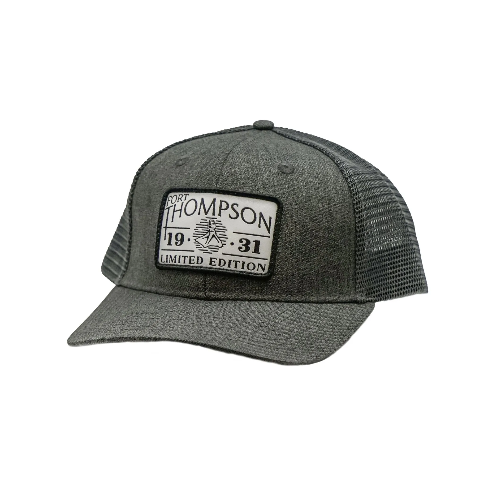Fort Thompson White Rectangle Patch Trucker Hat