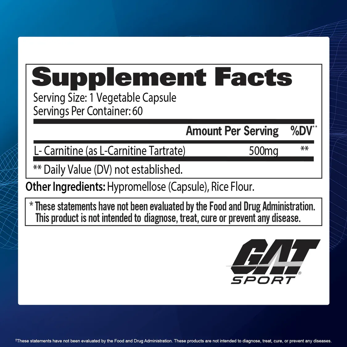 GAT: L-Carnitine 500mg (60 caps)