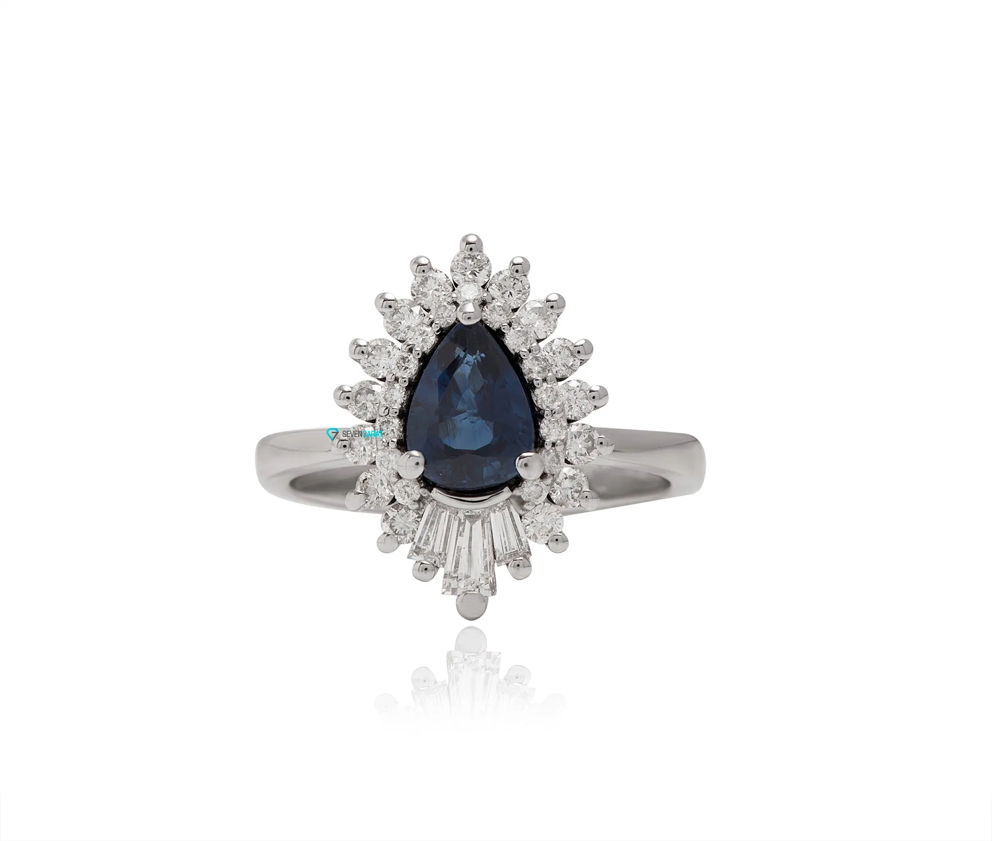 Gatsby Sapphire  engagement ring vintage-14K white Gold