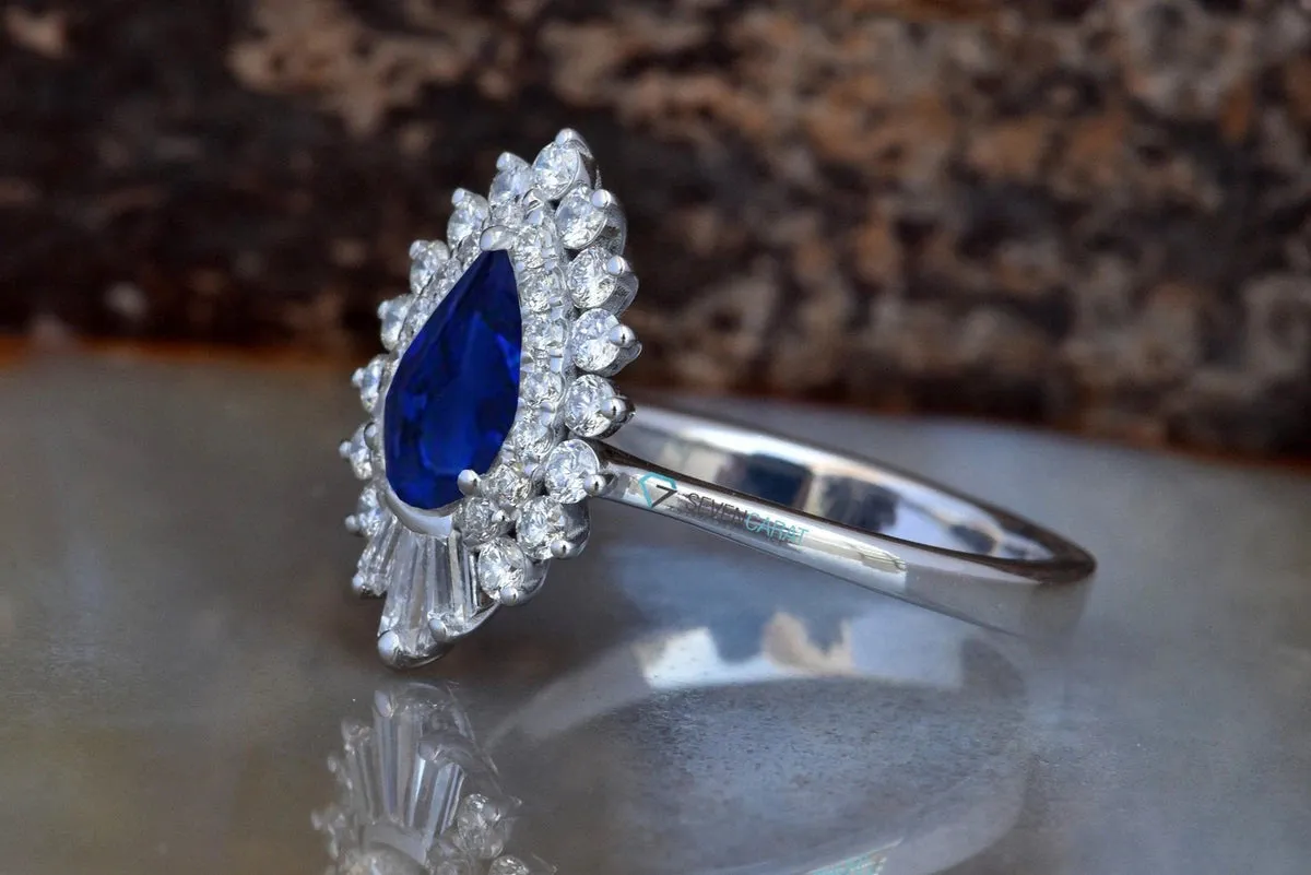 Gatsby Sapphire  engagement ring vintage-14K white Gold