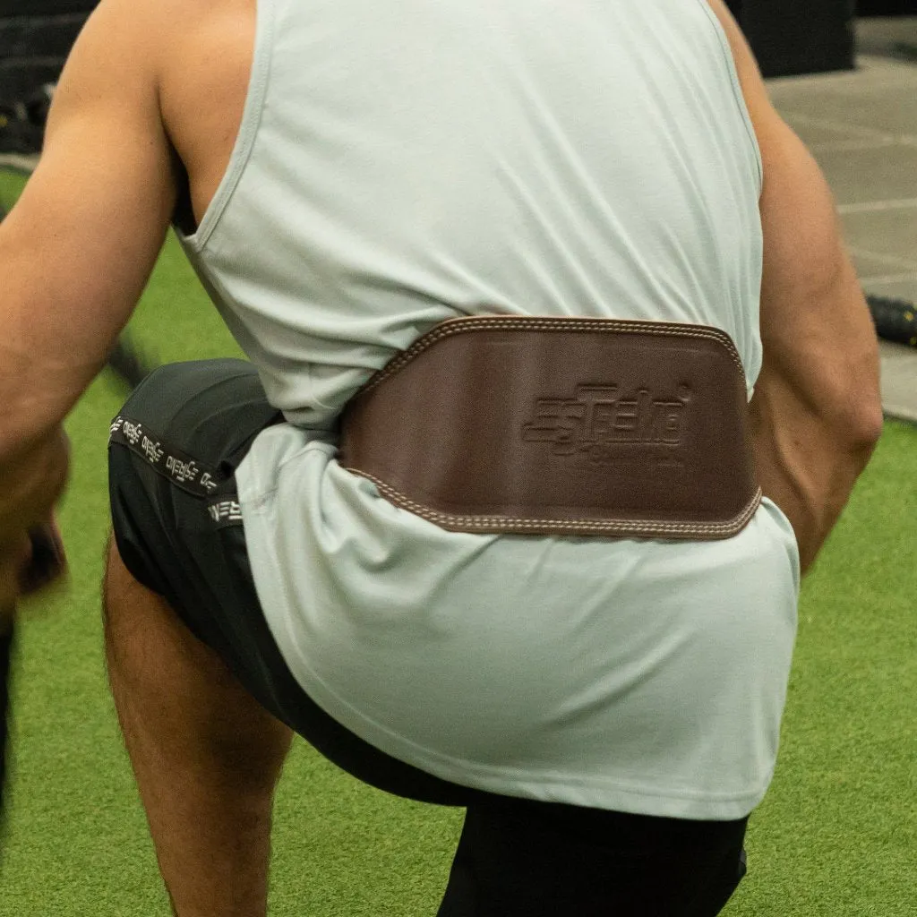 Genuine Leather Weightlifting Belt 6" Wide - Brown