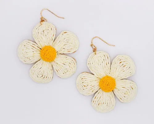 Golden Blooms Straw Earrings