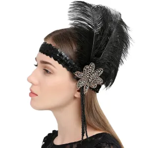 Great Gatsby Feather Flapper Headbands Tassels Beaded|JaosWish