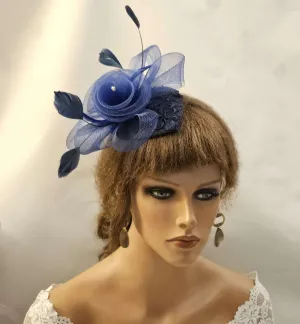 Hat Fascinator 1940s-50s Hat #NAVY BLUE Teardrop hat Fascinator Wedding  Cocktail hat Prom hat hairpiece Navy fascinator headband