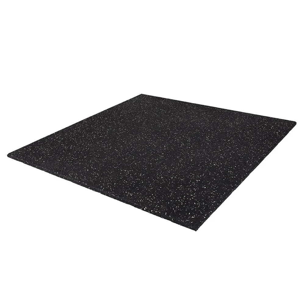 Hit Fitness Rubber Tile Black | 1m x 1m x 15mm | White Fleck