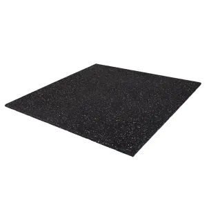 Hit Fitness Rubber Tile Black | 1m x 1m x 15mm | White Fleck