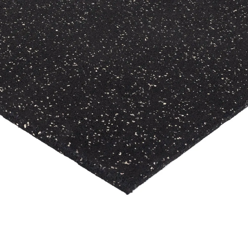 Hit Fitness Rubber Tile Black | 1m x 1m x 15mm | White Fleck