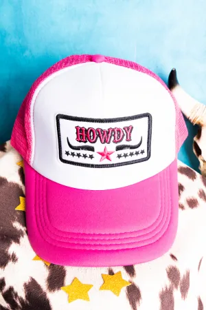 Howdy Fuchsia and White Foam Front Trucker Hat