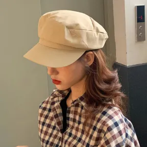 HT3226 Women Spring Summer Hat Ladies Flat Top Octagonal Newsboy Cap Vintage Artist Painter Beret Hat Female Captain Sailor Cap