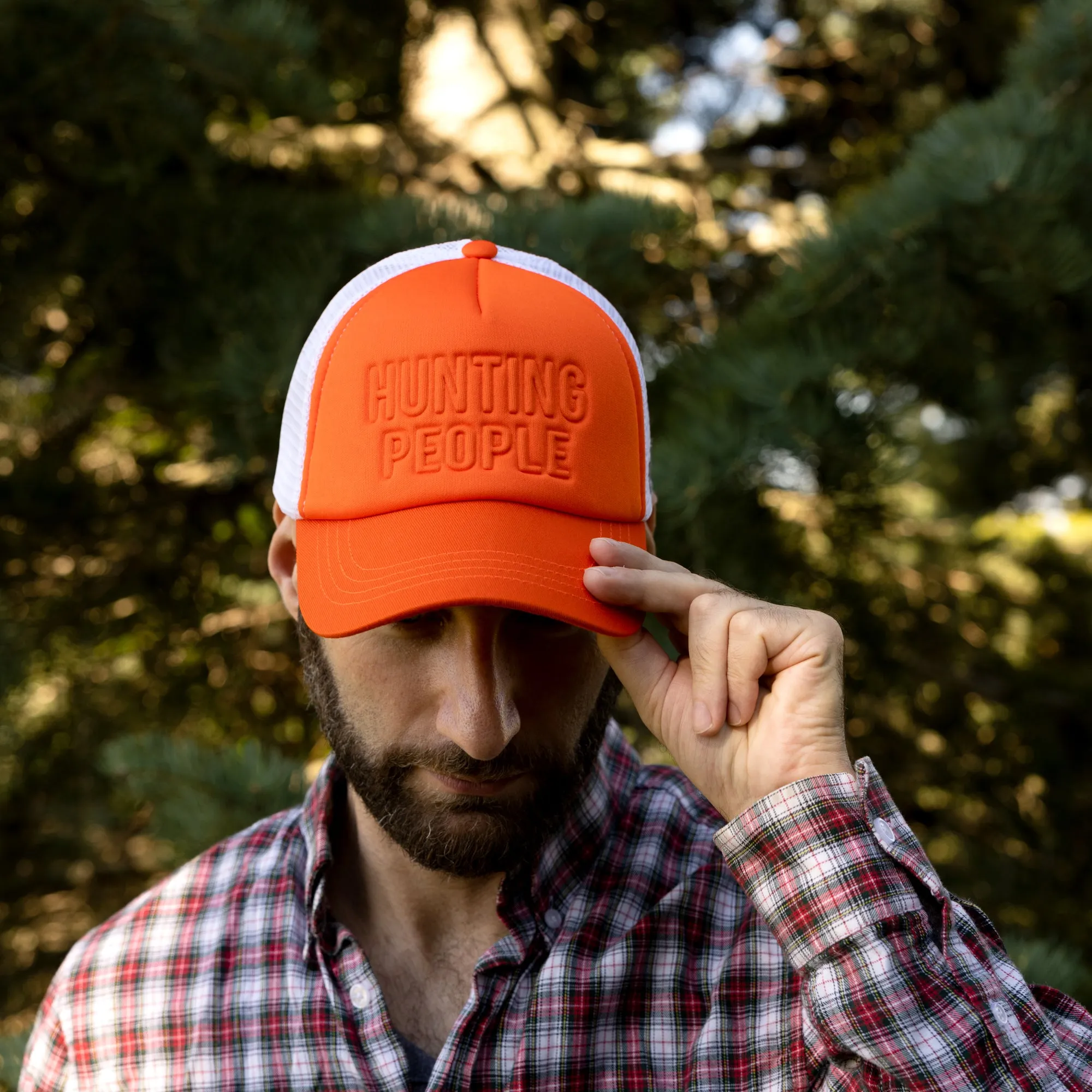 Hunting People Adjustable Orange Neoprene Mesh Hat