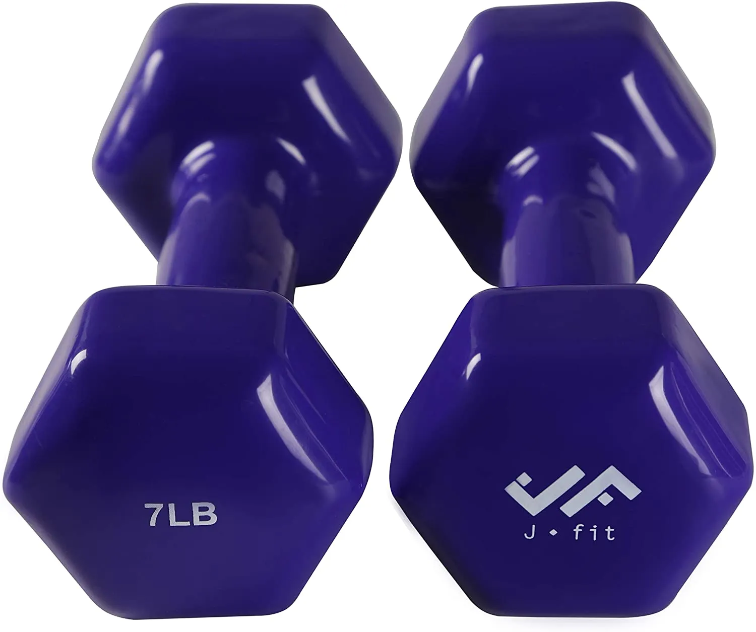 JFIT Dumbbell Hand Weight Pairs and Sets – 10 Vinyl Dumbbell Pairs Options or 7 Neoprene Dumbbell Rack Set Options – Premium Non-Slip, Color Coded Hex Shaped Hand Weights