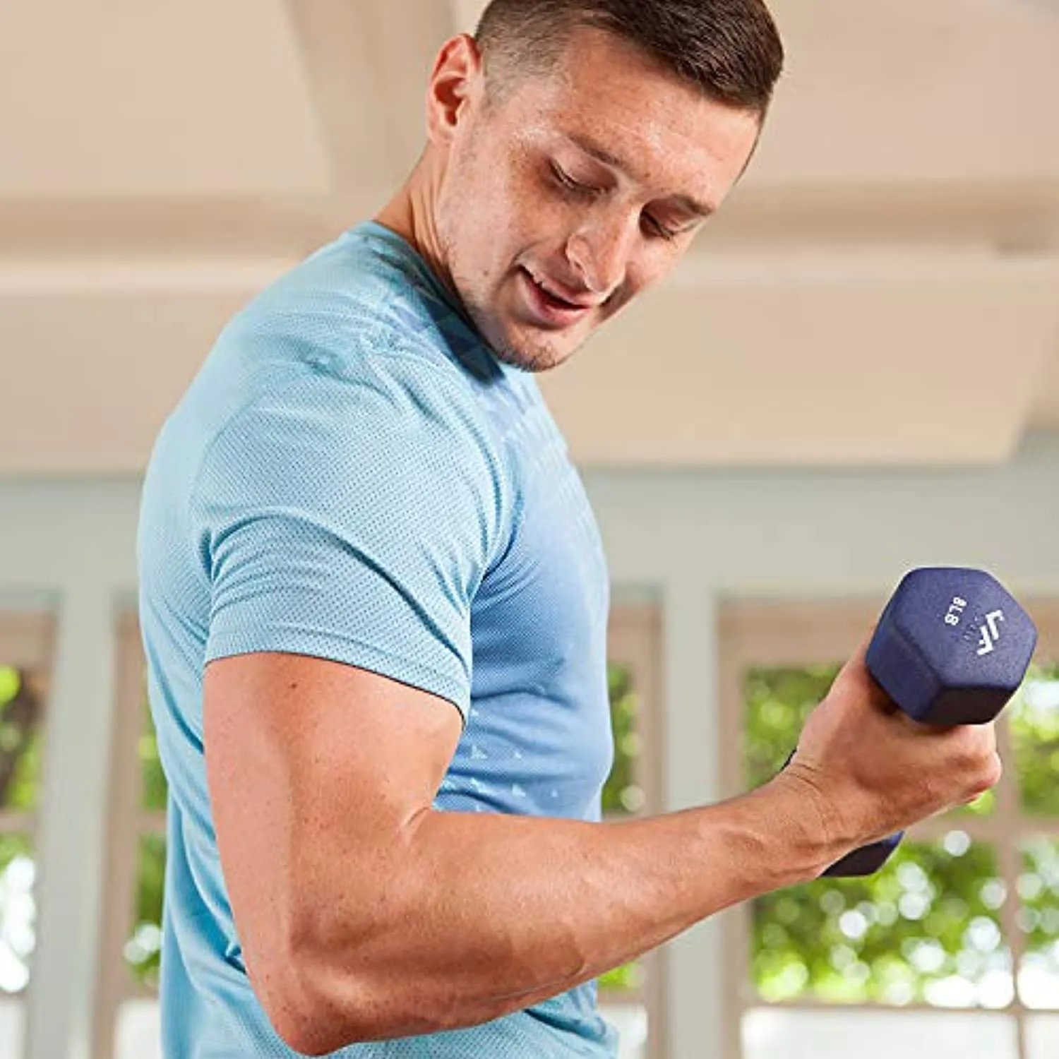 JFIT Dumbbell Hand Weight Pairs and Sets – 10 Vinyl Dumbbell Pairs Options or 7 Neoprene Dumbbell Rack Set Options – Premium Non-Slip, Color Coded Hex Shaped Hand Weights