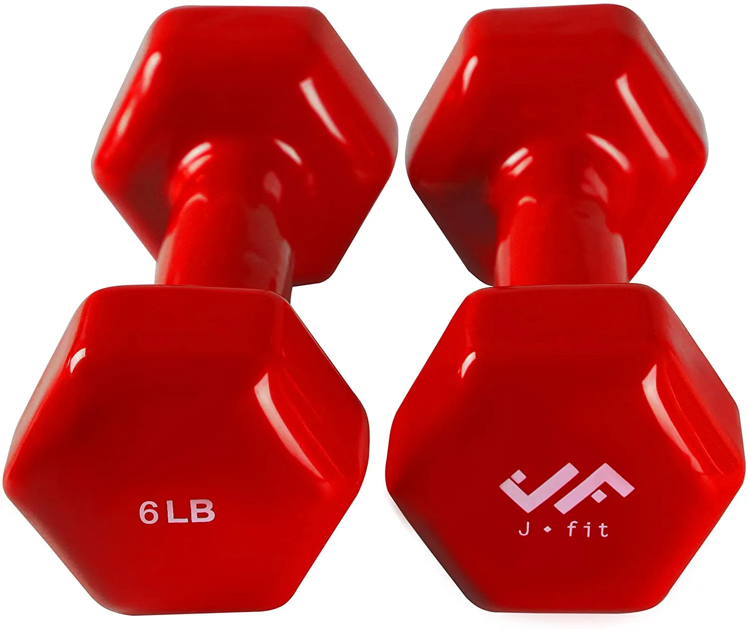 JFIT Dumbbell Hand Weight Pairs and Sets – 10 Vinyl Dumbbell Pairs Options or 7 Neoprene Dumbbell Rack Set Options – Premium Non-Slip, Color Coded Hex Shaped Hand Weights