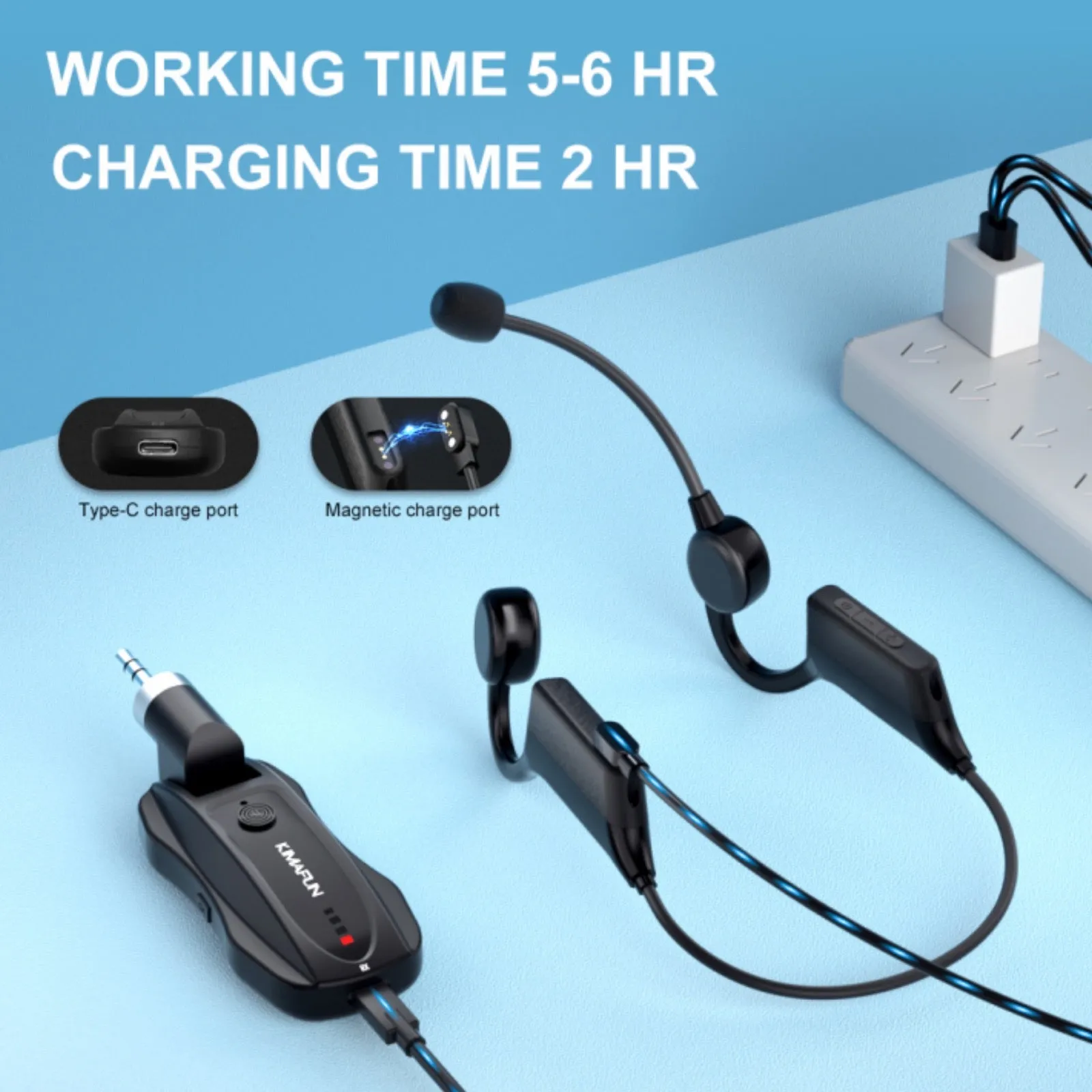 Kimafun KM-GWP91 Waterproof Wireless Headset Microphone for Fitness Aerobics Swimming Instructor